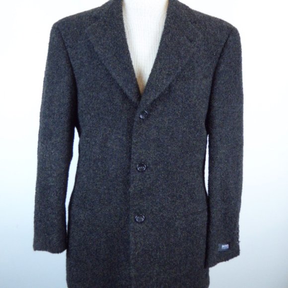HUGO BOSS brown black wool tweed blazer made in USA 38 NWT